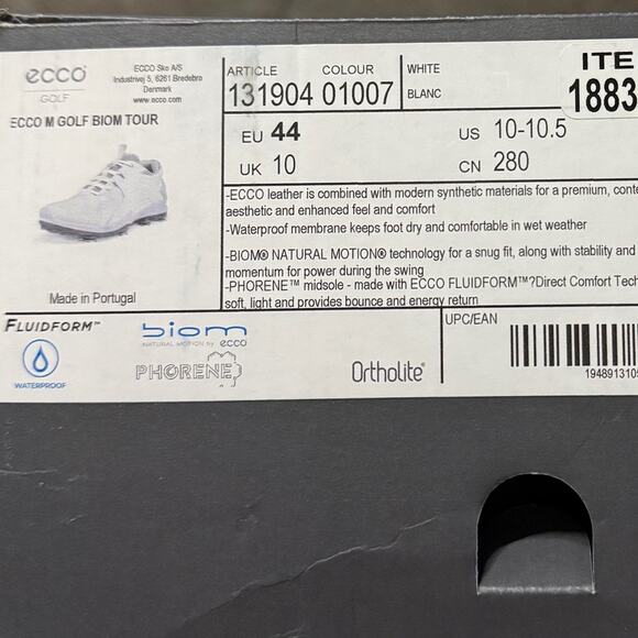 NIB • ECCO Men\'s Biom Tour Golf Shoes Size: EU 44 US 10-10.5 main image 4